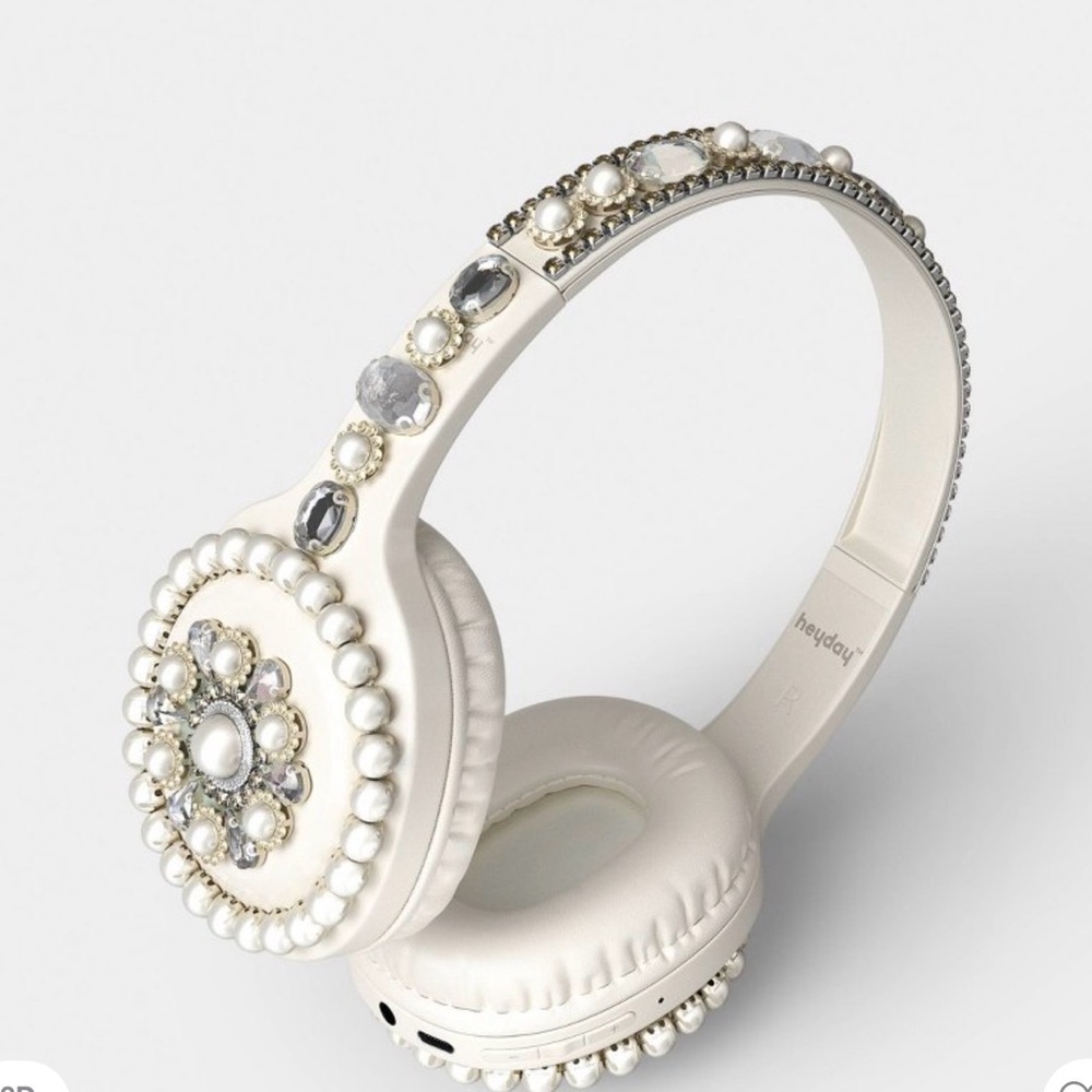 heyday White Bejeweled On-Ear Headphones